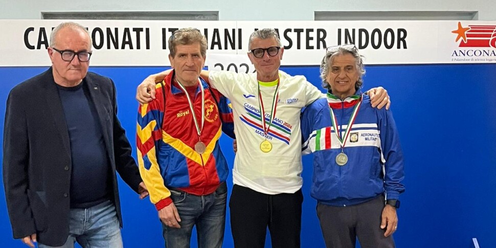 Athletics, Edoardo Alfieri from Catanzaro on the second step of the podium at the Italian Master indoor championships
