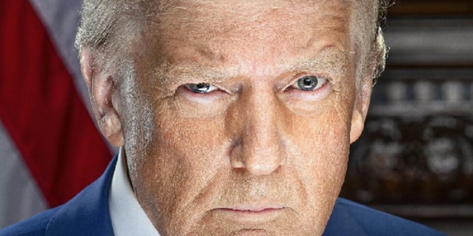 In the official photo of Trump the "grimace" of the mug shot