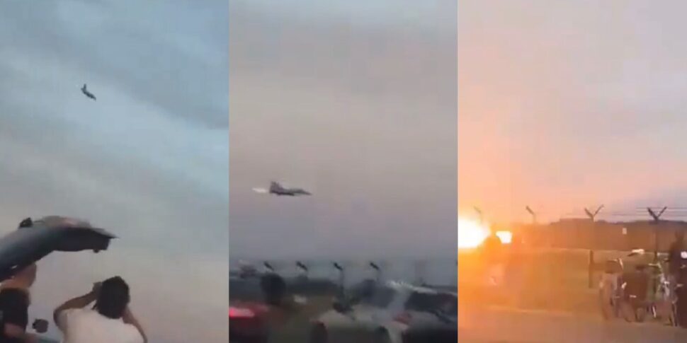 F16 Polish crashes into the tests for a show, the pilot died