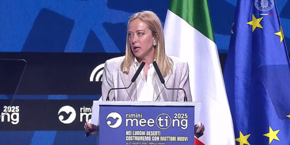 Meloni in Rimini: "Israel on Gaza went further. The EU risks irrelevance, Draghi is right"