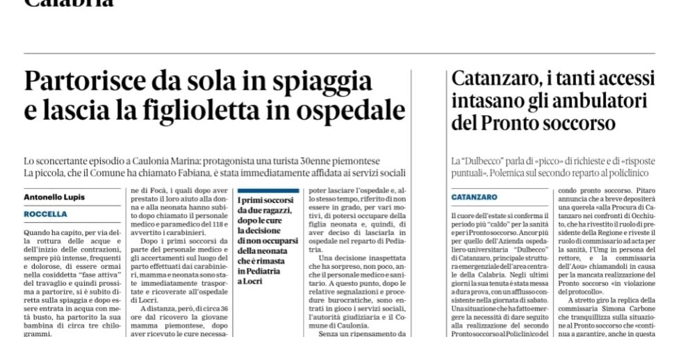 Press review 18-08-2025 Calabria Editions