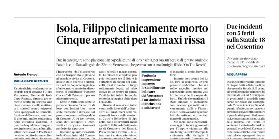 Press review 21-08-2025 Calabria Editions