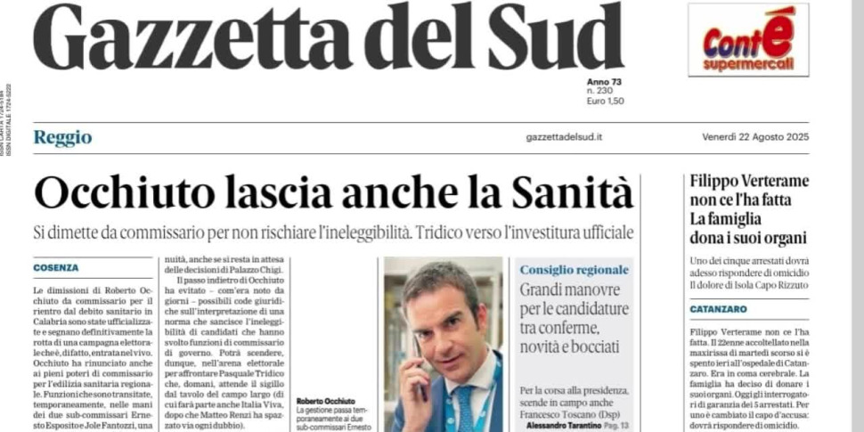 Press review 22-08-2025 Calabria Editions