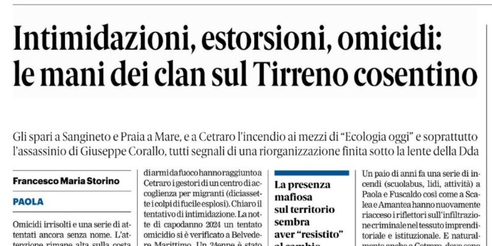 Press review 29-08-2025 Calabria Editions