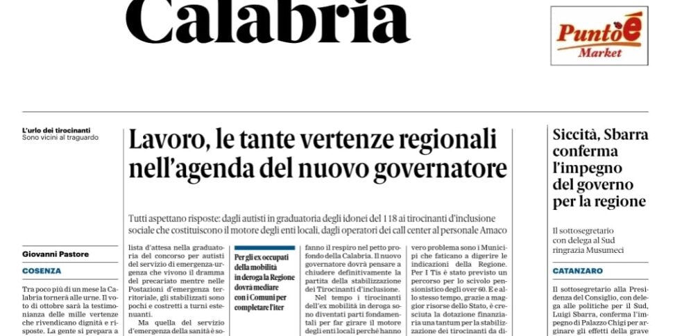 Press review 30-08-2025 Calabria Editions