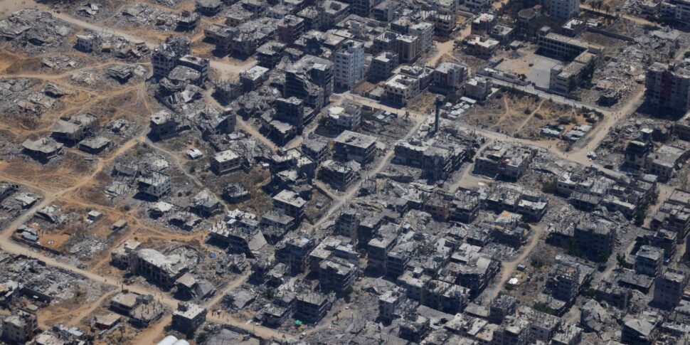 The destruction and ruins of Gaza. It is a "domicide" as happened in Dresden in the Second World War