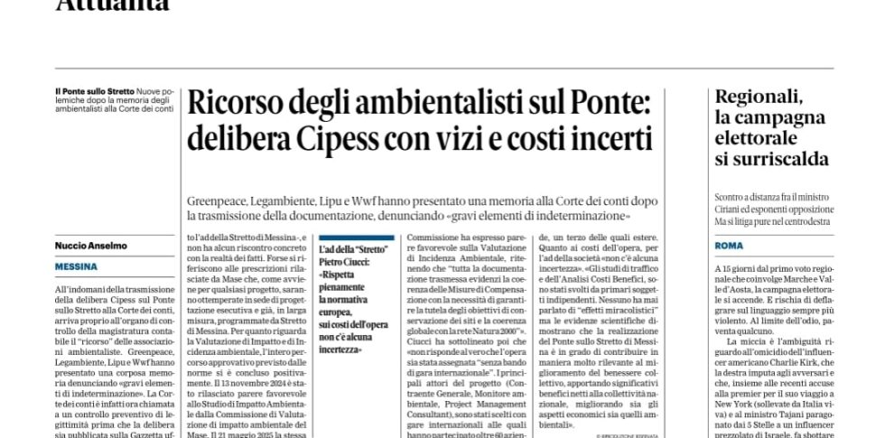 Press review 13-09-2025 Messina edition