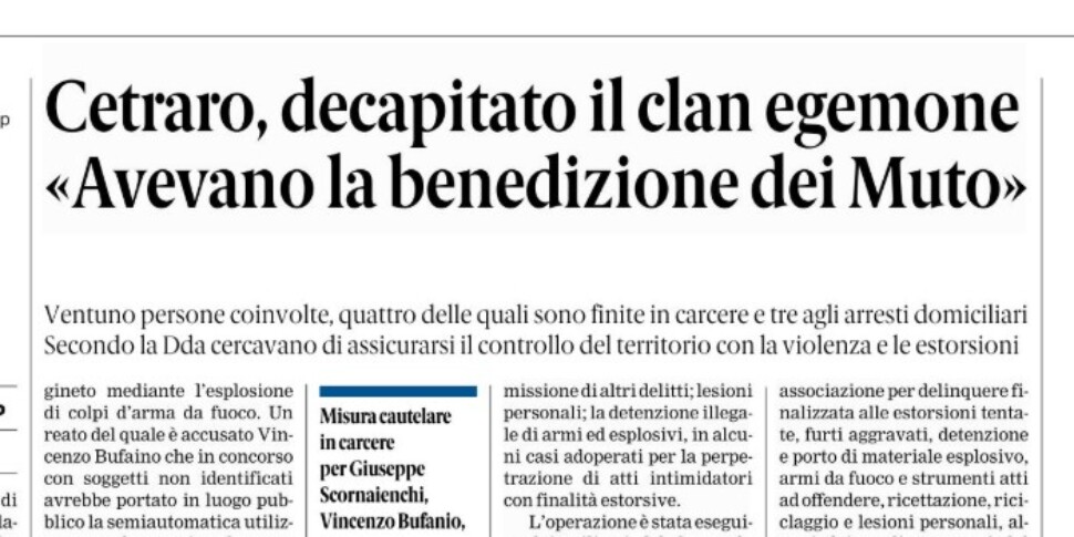 Press review 26-09-2025 Calabria Editions