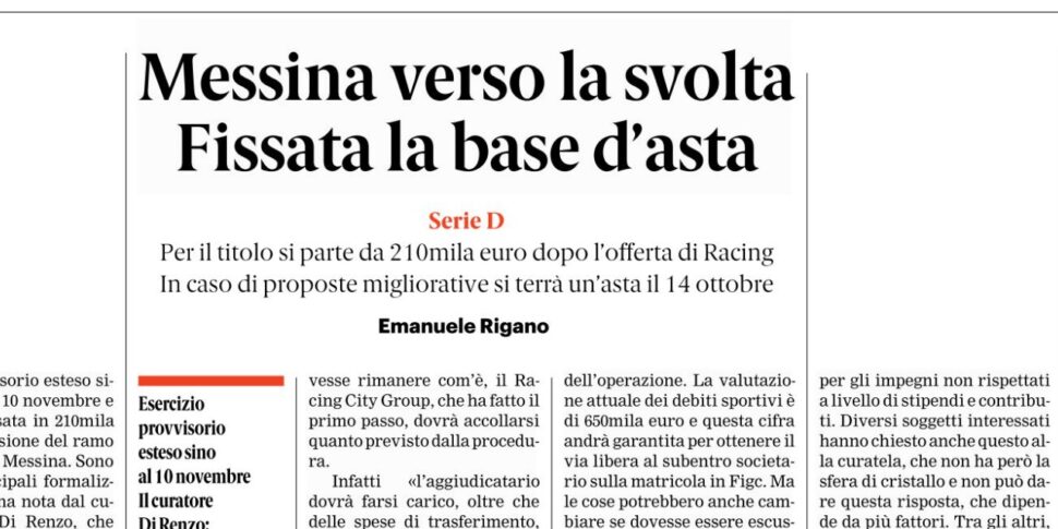 Press review 01-10-2025 Messina edition