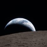 Photos of the Earth setting behind the Moon's horizon taken by the Orion spacecraft of the Artemis mission