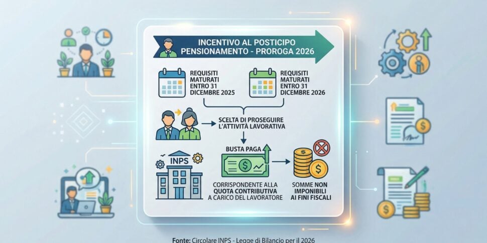 INPS: paycheck bonus also in 2026 for those who postpone their pension