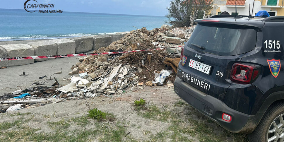 Abandoned waste near the Fuscaldo beach, two illegal landfills on private land