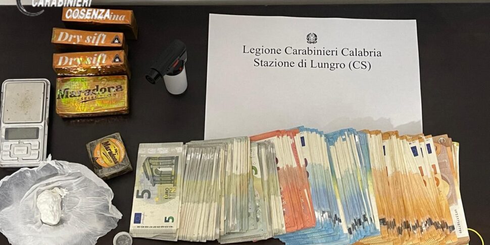 Lungro, 30-year-old arrested for drug dealing. Drugs and a "treasure" worth 35 thousand euros were seized