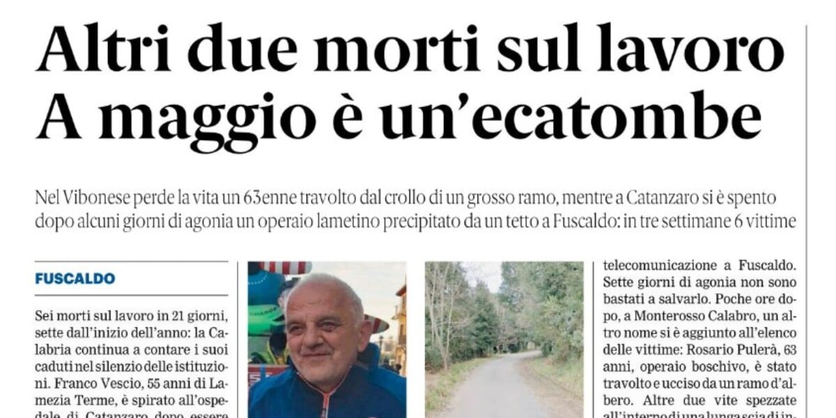 Press review 22-05-2026 Calabria editions