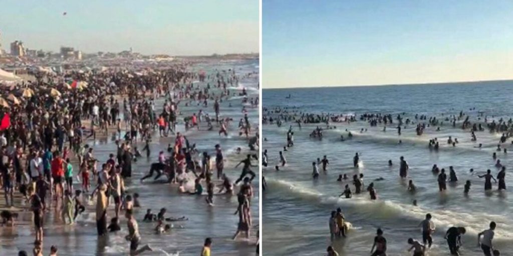 Gaza, videos of families and children on the beach in the shadow of the rubble