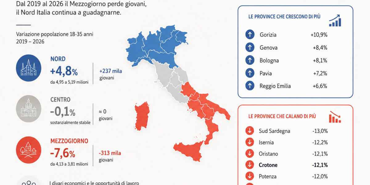 Young people fleeing from the South, Crotone and Reggio Calabria are among the provinces most affected by the decline in residents