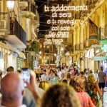 Taormina Music Awards, special lights installed with the verses of Vasco Rossi's songs