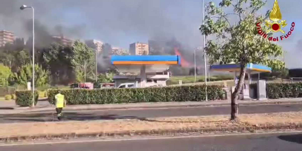 Cosenza, fire of brushwood and waste in Viale Magna Grecia: danger avoided near a fuel station VIDEO