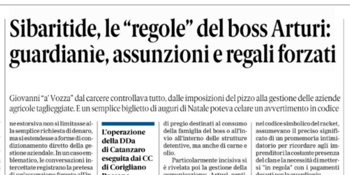 Press review 25-09-2026 Calabria editions