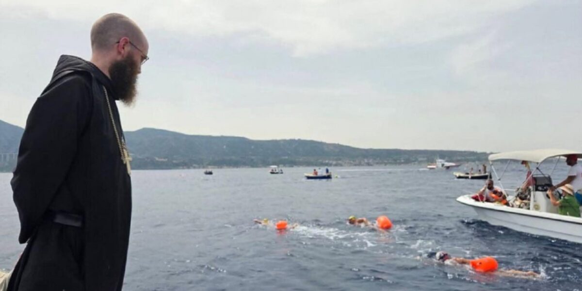 Strait of Messina, a Benedictine monk swims across it