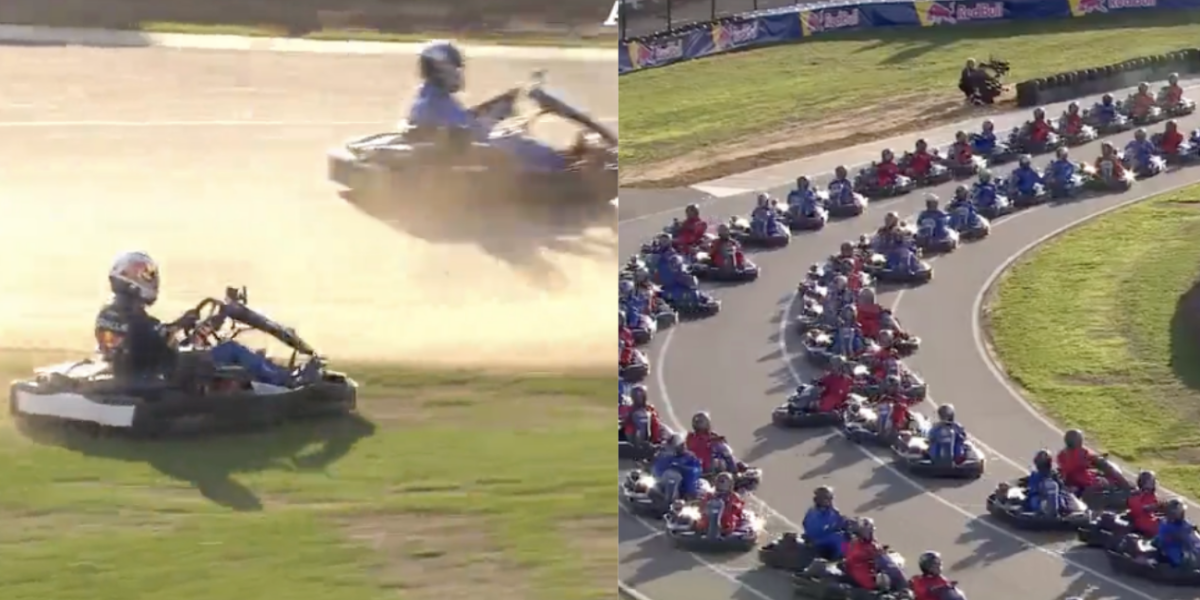 Verstappen is also a phenomenon on karting: he overtakes 100 amateur drivers in 14 laps and the video goes viral